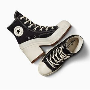NWOT Converse Chuck 70 De Luxe Heel Platform HighTop Black Egret Canvas Shoe 8.5
